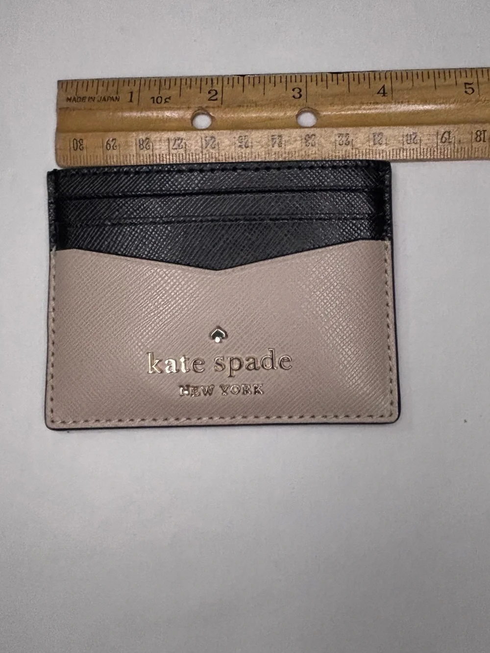 kate spade Black and Beige Two-Tone Leather Cardholder